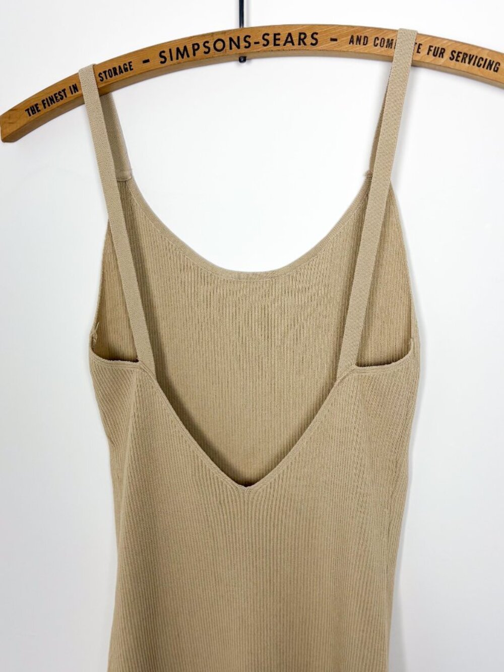 Aritzia Wilfred Womens Ribbed Bodycon Midi Dress Low Back Tan Size Small - Picture 5 of 8
